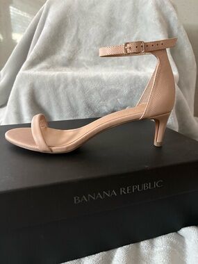 Banana Republic Blush Nude Ankle-Strap Kitten Heel Sandals